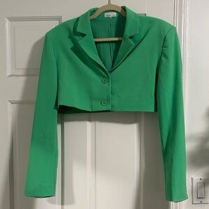 Danielle Bernstein Green Cropped Blazer